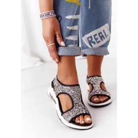 S.Barski Sandalias plateadas sin cordones con brocado Zoey negro 2