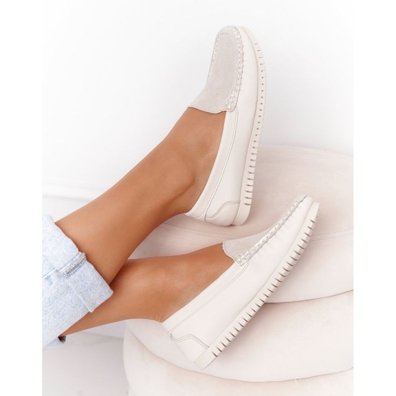 S.Barski Mocasines Mujer en Piel S. Barski 97630 Ecru crudo 1