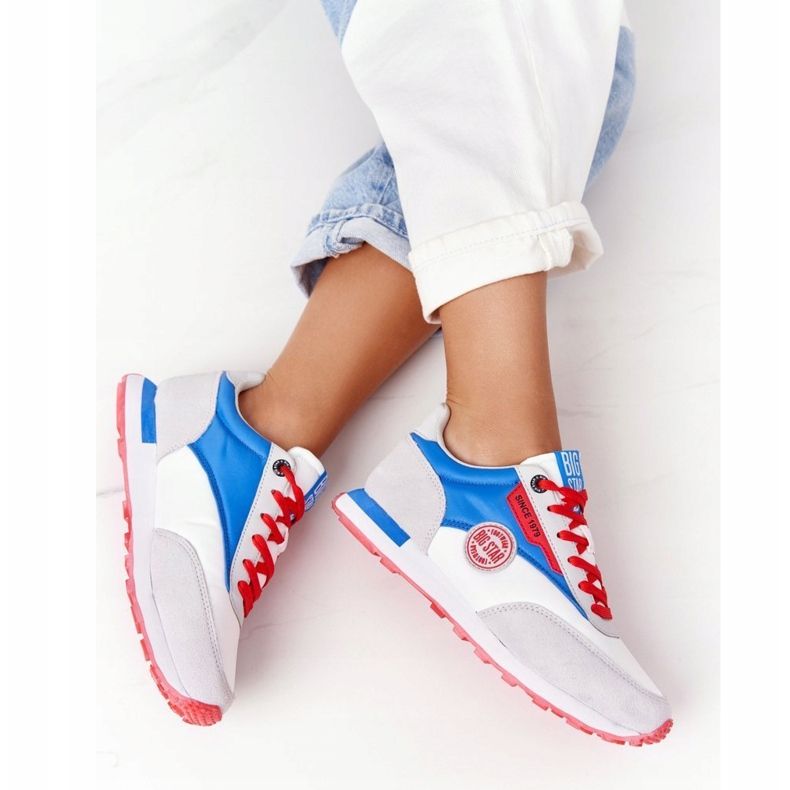 Zapatos Deportivos Mujer Memory Foam Big Star HH274526 Blanco-Azul rojo 1 Zapatos Deportivos Mujer Memory Foam Big Star HH274526 Blanco-Azul rojo 1