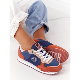 Zapatos Deportivos de Mujer Memory Foam Big Star HH274567 Azul-Naranja 2