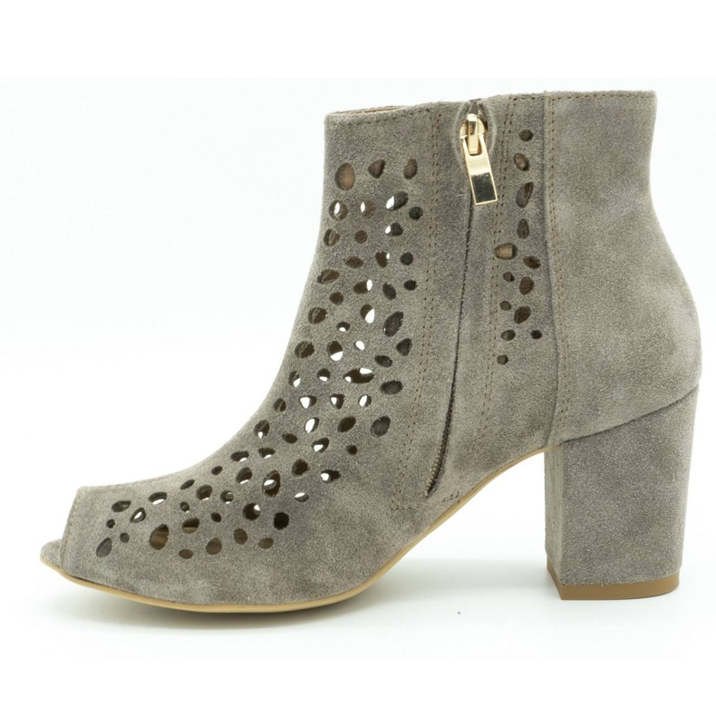 Exousite Bota de piel calada para mujer 1184 gris 1