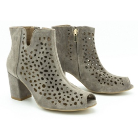 Exousite Bota de piel calada para mujer 1184 gris 2