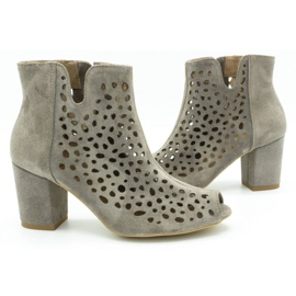 Exousite Bota de piel calada para mujer 1184 gris 3