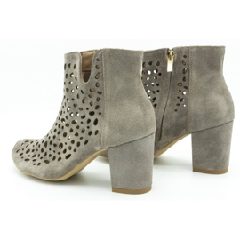 Exousite Bota de piel calada para mujer 1184 gris 5