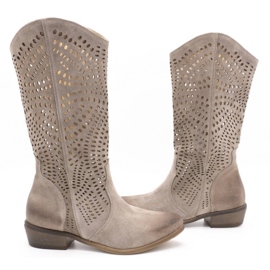 Exousite Bota mujer piel calada 1229 gris 3