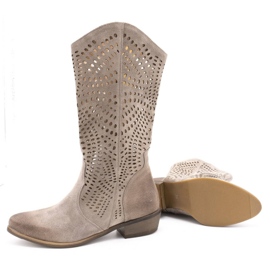Exousite Bota mujer piel calada 1229 gris 4