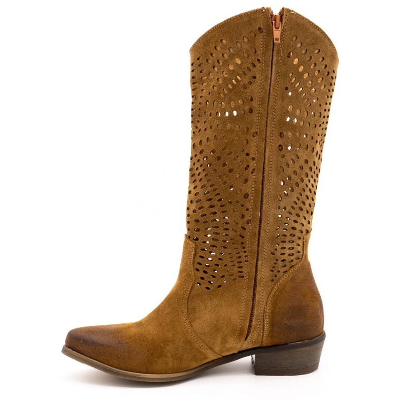 Exousite Bota mujer piel calada 1229 marrón coñac 1 Exousite Bota mujer piel calada 1229 marrón coñac 1