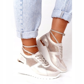 Deportivas Cuña De Piel Con Malla S.Barski Dorado beige 4