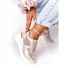 Deportivas Cuña De Piel Con Malla S.Barski Dorado beige 1