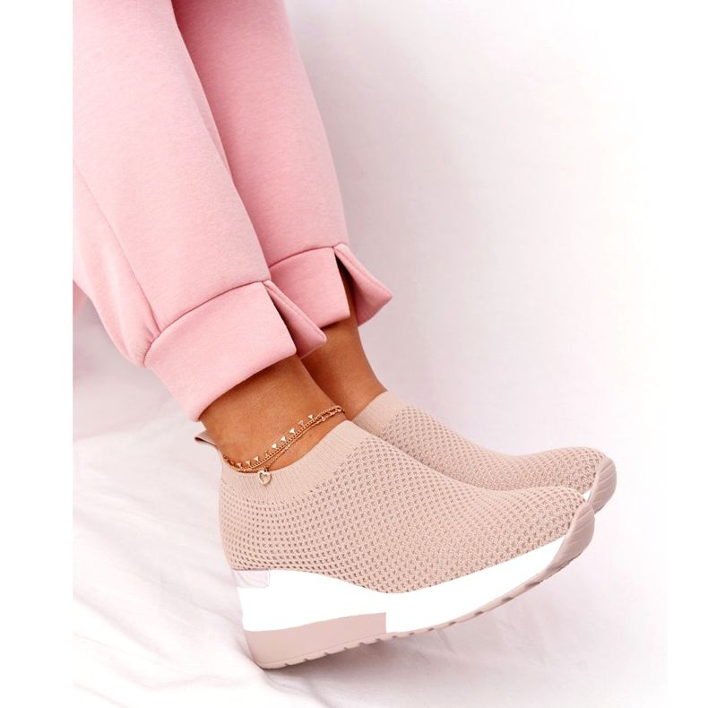 Zapatillas de deporte caladas Slip-On Wedge Beige HO248 Harmony 5