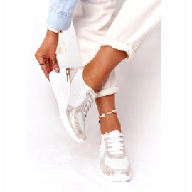 Zapatillas de piel con cuña S.Barski 82105 Blanco-Dorado beige 4