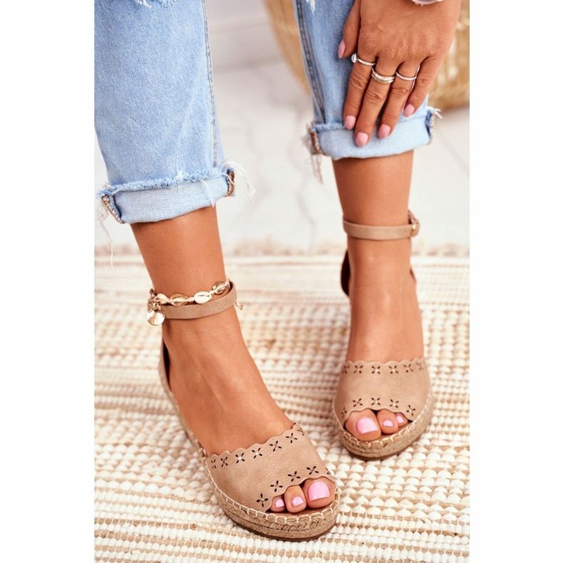 EVE Sandalias de mujer en alpargatas de cuña Beige 9SD98-0953 Sagitario 3