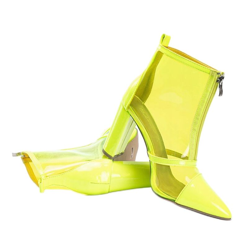 Botas en el poste con una parte superior transparente de Kiki amarillo 1 Botas en el poste con una parte superior transparente de Kiki amarillo 1