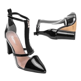 Botas en el poste con una parte superior transparente de Kiki negro 2 Botas en el poste con una parte superior transparente de Kiki negro 2