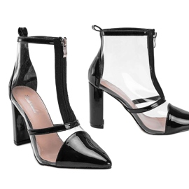 Botas en el poste con una parte superior transparente de Kiki negro 3