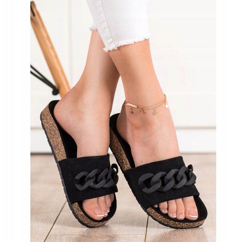 SHELOVET Zapatillas de moda con adorno negro 1