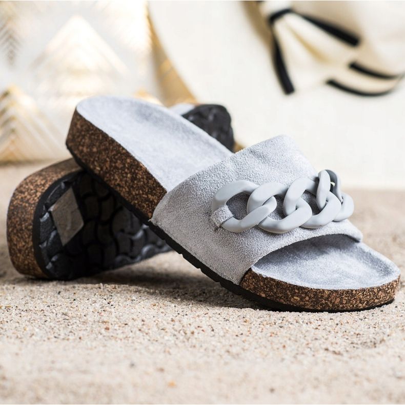 SHELOVET Zapatillas de moda con adorno gris 1