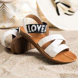 SHELOVET Sandalias con amor de cuero ecológico blanco 1