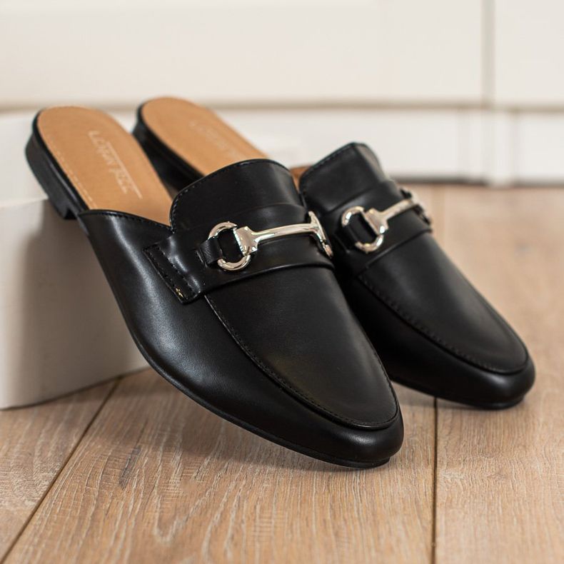 SHELOVET Pantuflas Elegantes Con Adorno negro 1