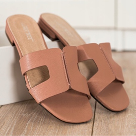 SHELOVET Pantuflas Clásicas de Piel Ecológica rosado 3