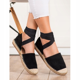 SHELOVET Alpargatas atadas de moda negro 1