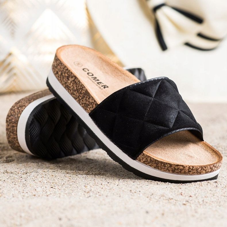 Comer Zapatillas cómodas en la plataforma negro 1