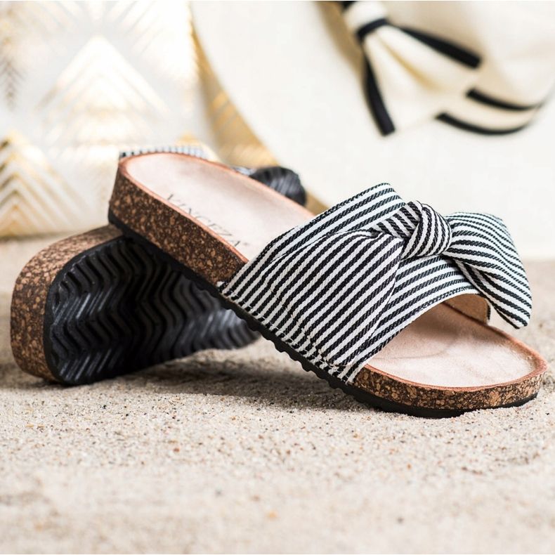 Sandalias Vinceza a rayas blanco negro 1