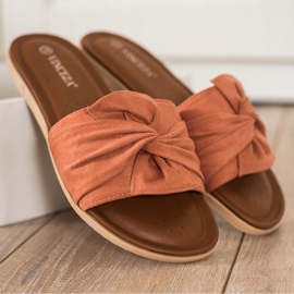 Pantuflas VINCEZA de ante naranja 3