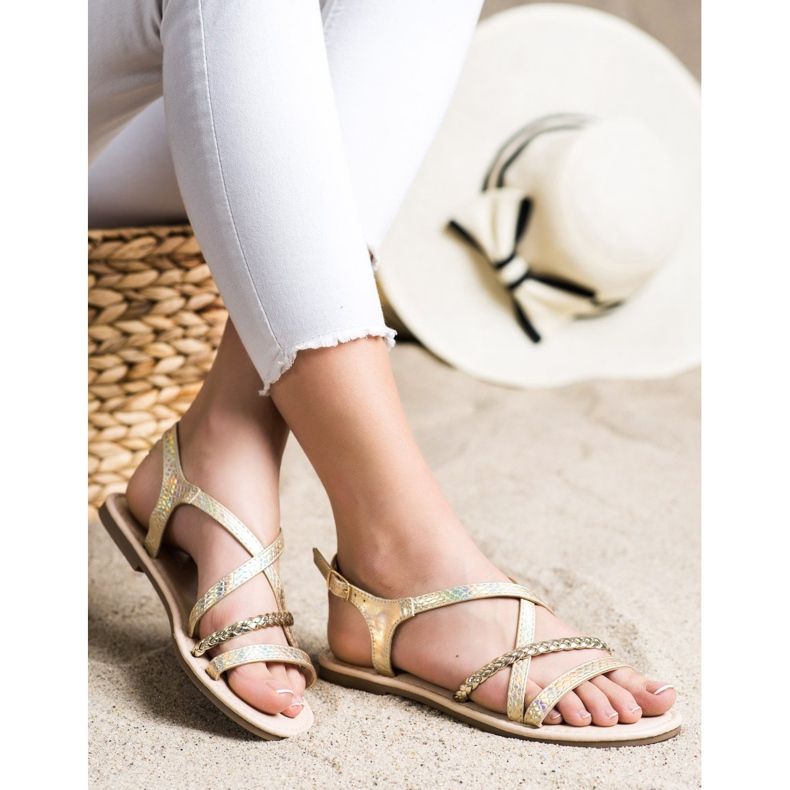 Sandalias Con Piel Ecológica VINCEZA dorado 2