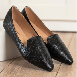 Seastar Bailarinas de moda con cuero ecológico negro 2