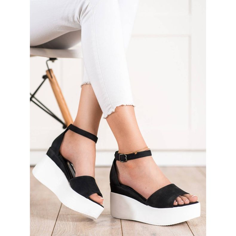 Comer Sandalias ligeras en la plataforma negro 1