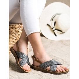 SHELOVET Cómodas sandalias trenzadas negro 2