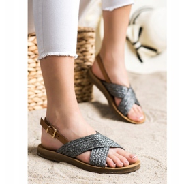 SHELOVET Cómodas sandalias trenzadas negro 3