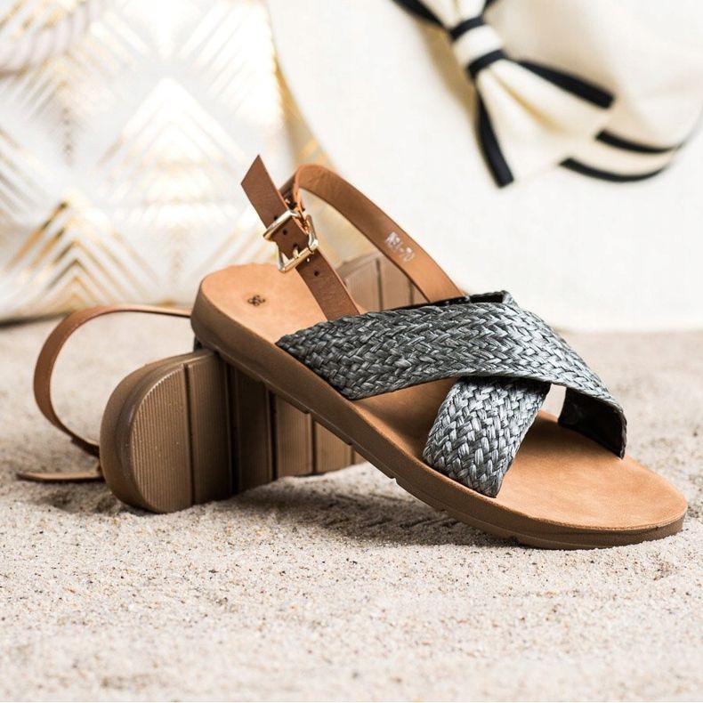 SHELOVET Cómodas sandalias trenzadas negro 1