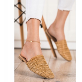 SHELOVET Pantuflas de paja marrón 2