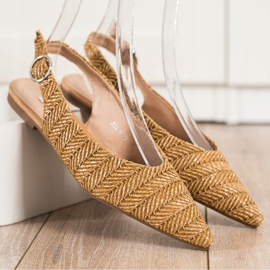 SHELOVET Zapatos de tacón de paja con tacón abierto marrón 1