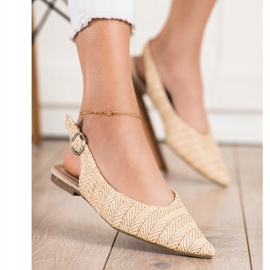 SHELOVET Zapatos de tacón de paja con tacón abierto beige 1