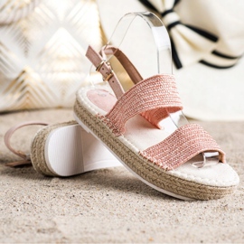 SHELOVET Sandalias trenzadas en la plataforma rosa 1