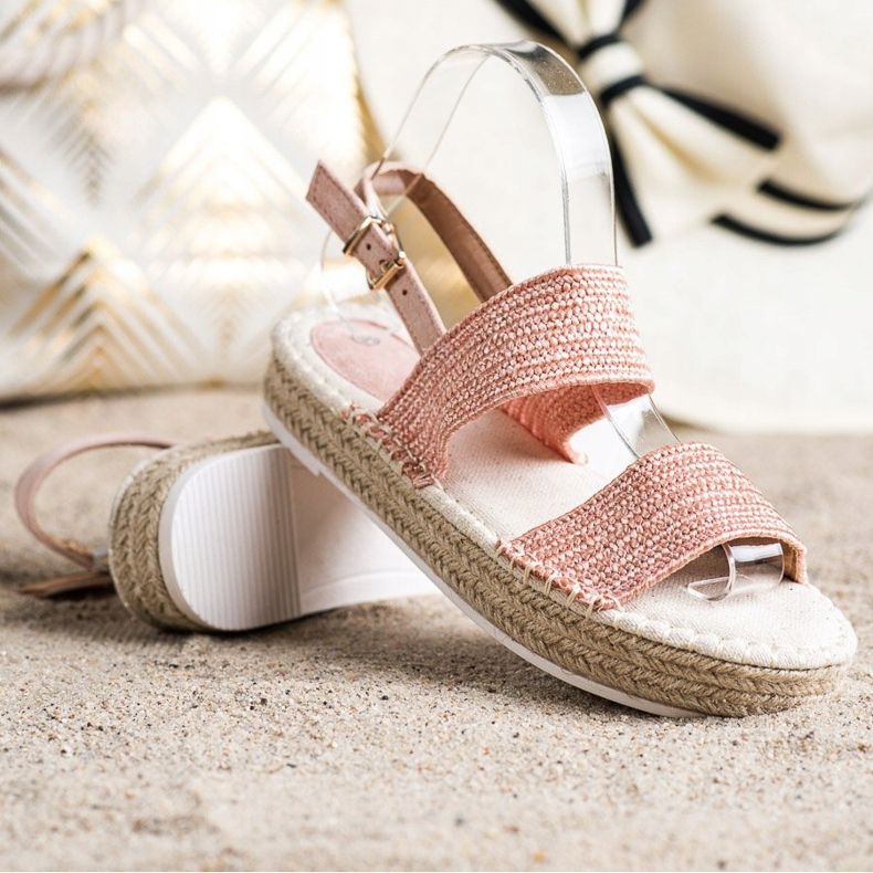 SHELOVET Sandalias trenzadas en la plataforma rosado 1