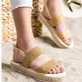 SHELOVET Sandalias trenzadas en la plataforma beige naranja 3