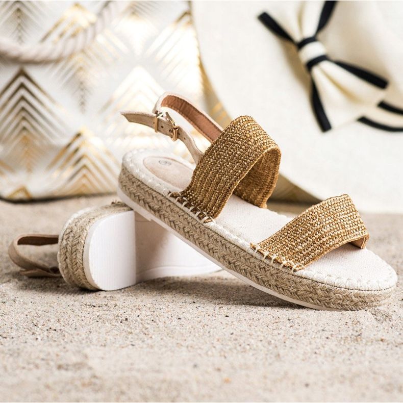 SHELOVET Sandalias trenzadas en la plataforma beige naranja 1