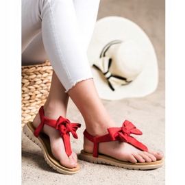 SHELOVET Sandalias Flip Flops Con Lazo rojo 2