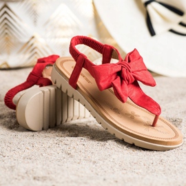 SHELOVET Sandalias Flip Flops Con Lazo rojo 1