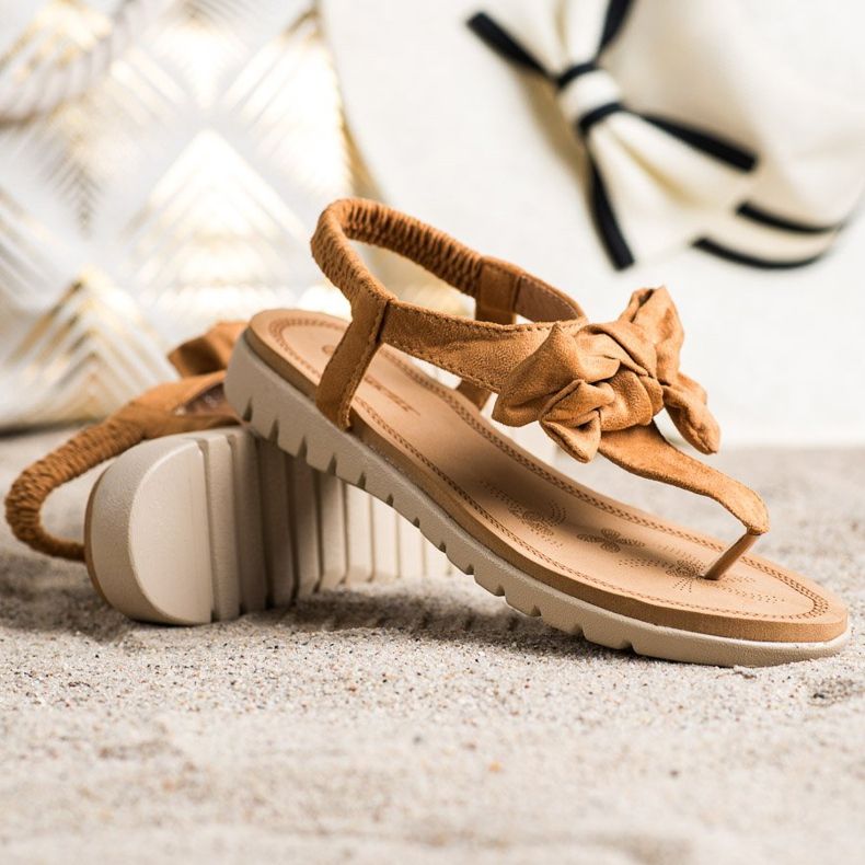 SHELOVET Sandalias Flip Flops Con Lazo marrón 1