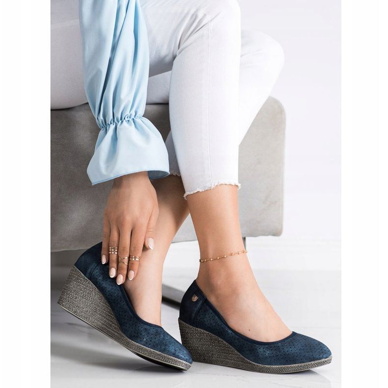 Goodin Bombas de cuña ligeras azul marino azul 1