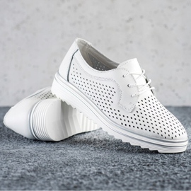 Goodin Zapatos de piel calada blanco 2