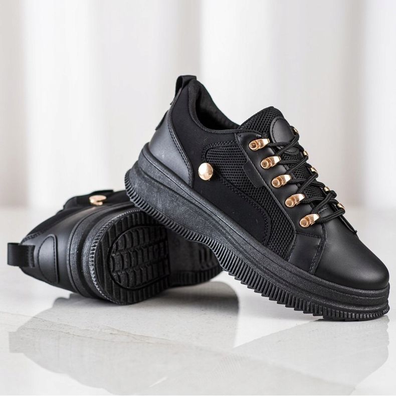 SHELOVET Zapatillas negras en la plataforma negro 1