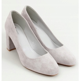 Zapatos de salón grises con punta redonda LL-239P Grey 1