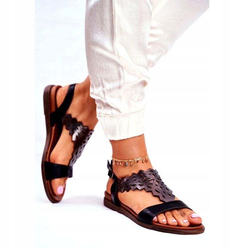 Sandalias Mujer Planas Sergio Leone Negro SK035 plata 3