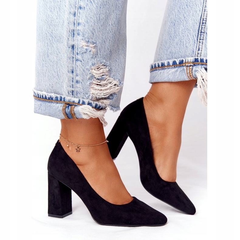 Zapatos De Salón De Ante En Una Barra Sergio Leone PB216 Negro 2